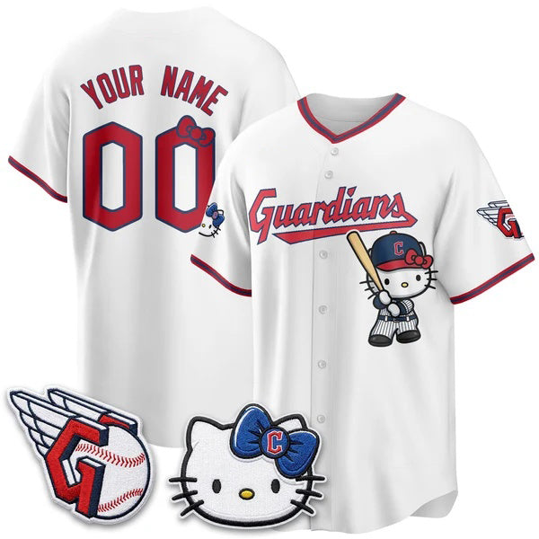 Custom Cleveland Guardians White Crouser Meow KT Vapor Stitched Jersey