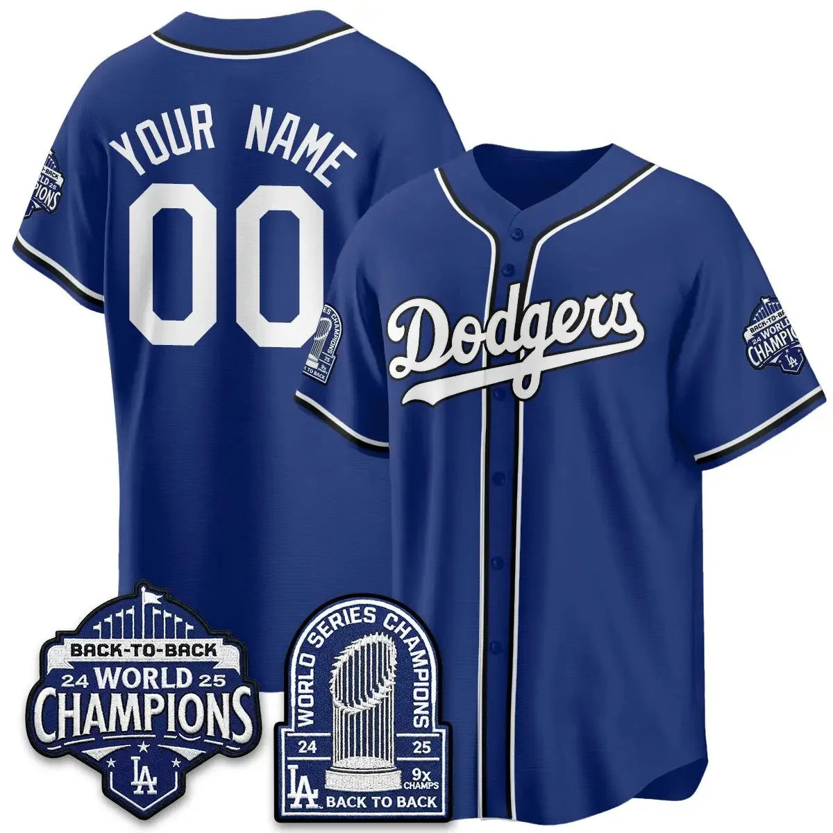 Custom Los Angeles Dodgers 2026 Royal Crouser Out Style Vapor Limited B2B Champ Jersey