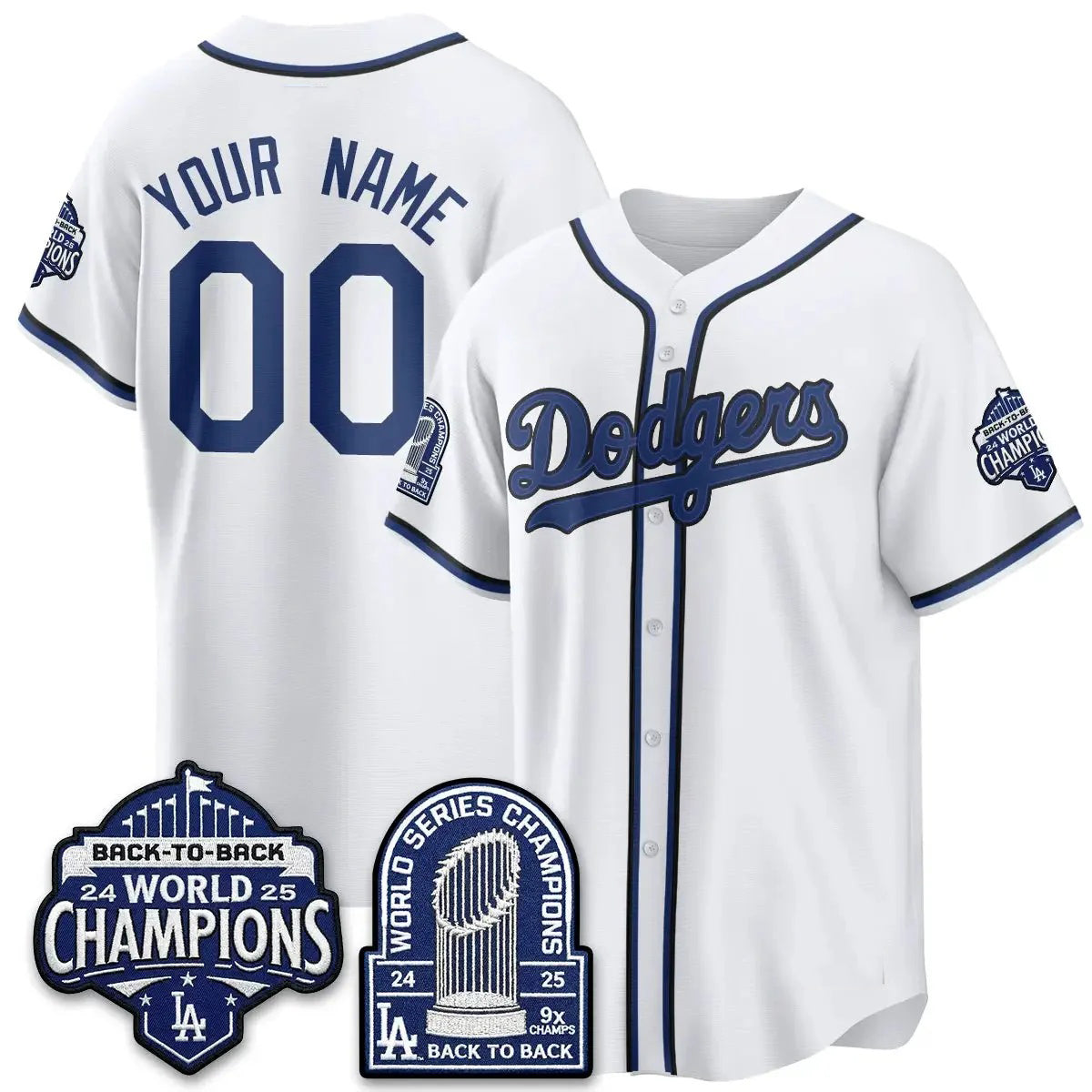 Custom Los Angeles Dodgers 2026 White Crouser Out Style Vapor Limited B2B Champ Jersey