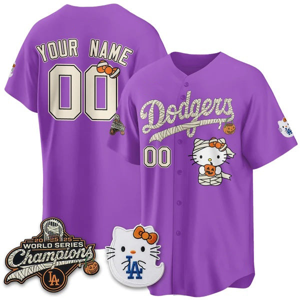 Custom Los Angeles Dodgers Purple Crouser Halloween 2026 Vapor V2 Stitched Team Jersey