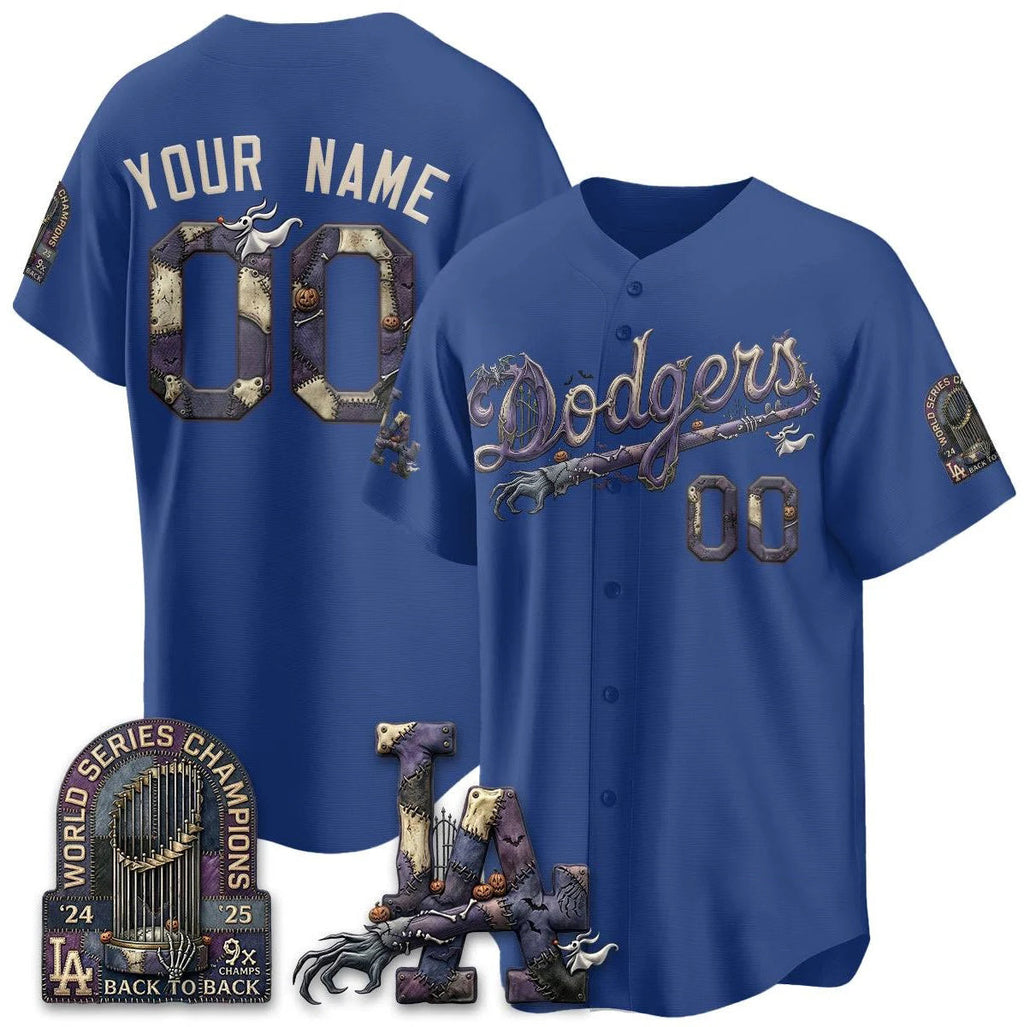 Custom Los Angeles Dodgers Royal Crouser Nightmare Edition Jersey
