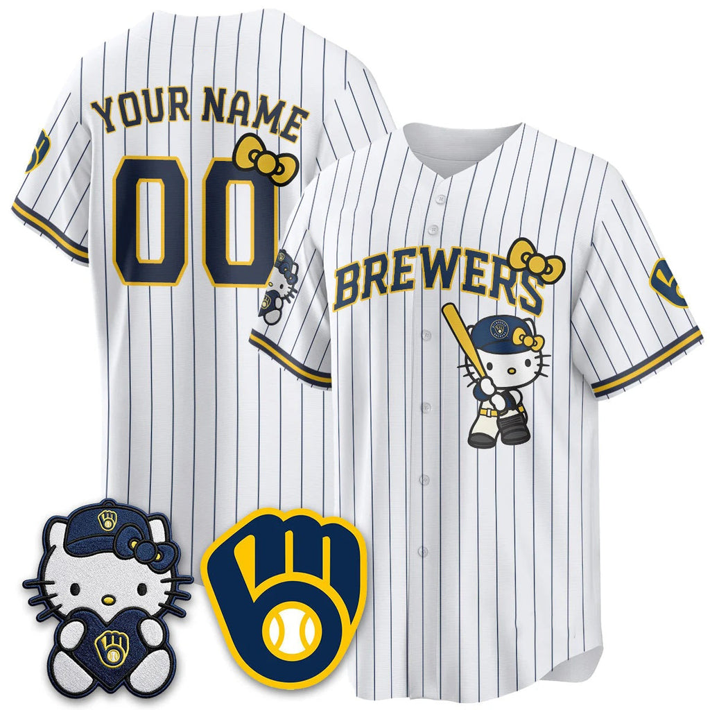 Custom Milwaukee Brewers White Crouser Meow KT Night Vapor Limited All Stitched Jersey
