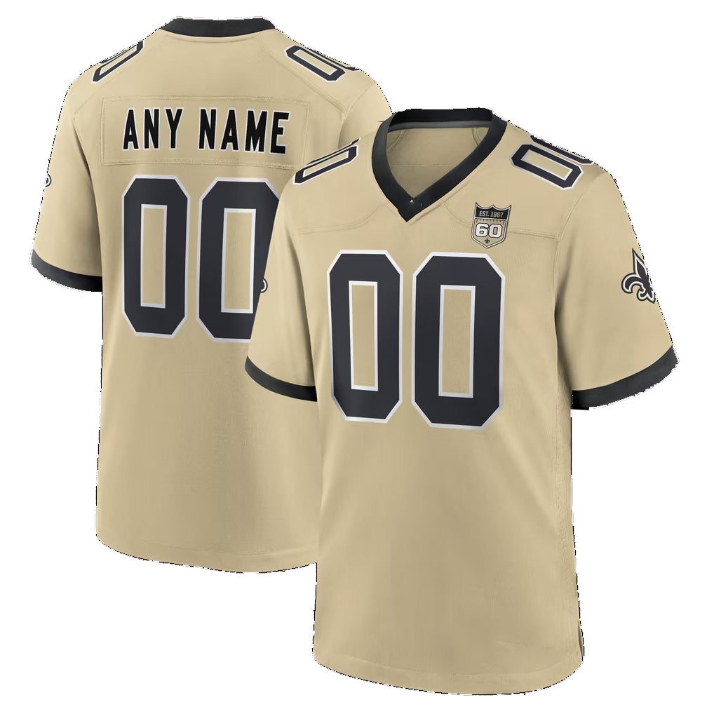 Custom NO.Saints Gold Crouser Alternate 60th Season Game Jersey