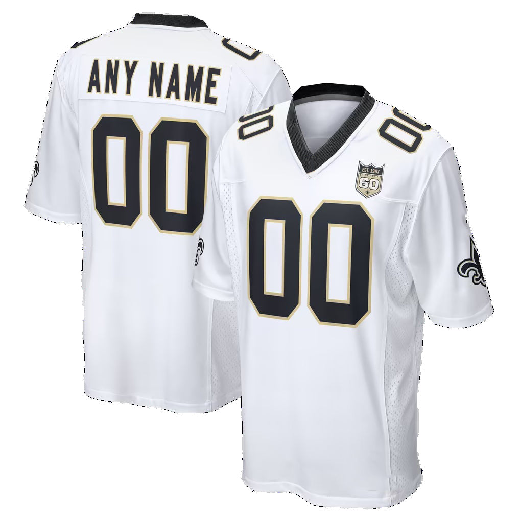Custom NO.Saints White Crouser 60th Season Game Jersey