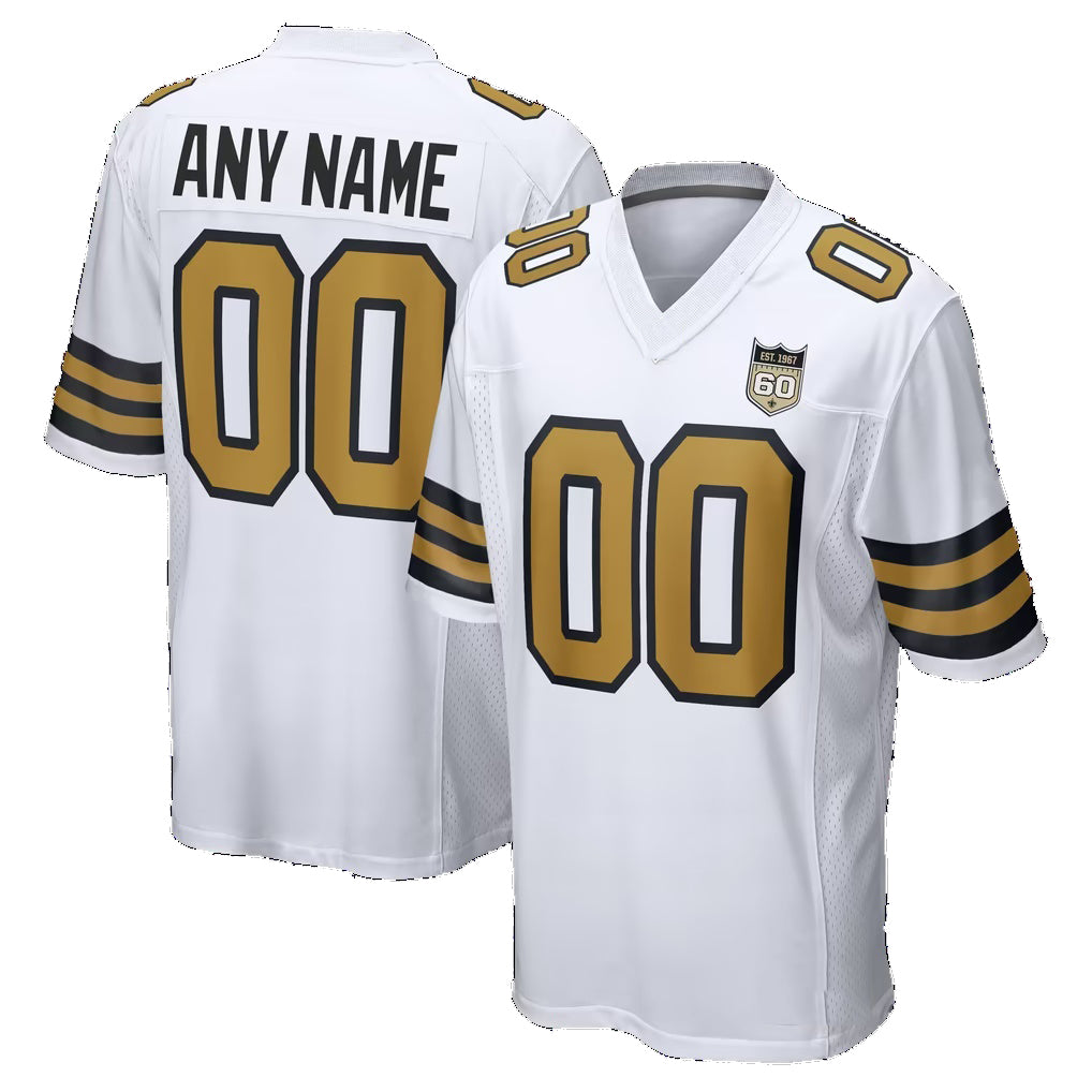 Custom NO.Saints White Crouser Alternate 60th Season Game Jersey