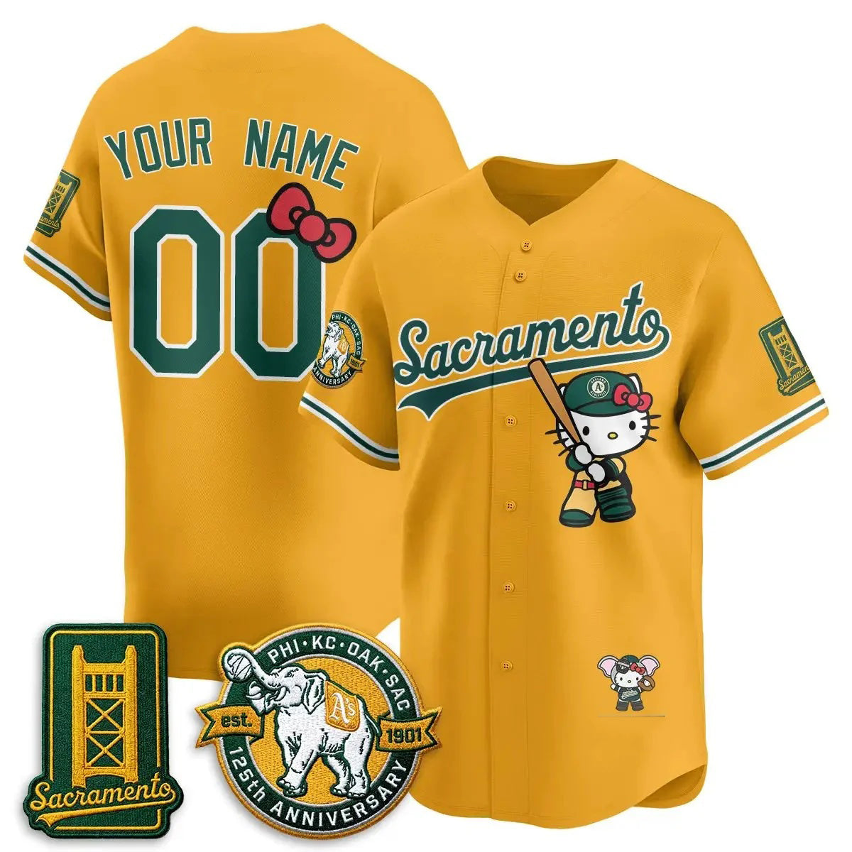Custom Oakland Athletics Gold Crouser Meow KT 2026 Vapor Limited Stitched Jersey