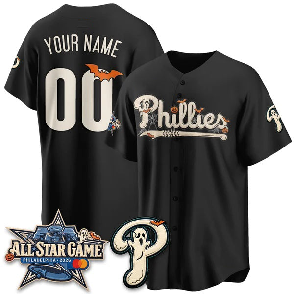 Custom Philadelphia Phillies Black Crouser Halloween 2026 Vapor Limited Stitched Jersey