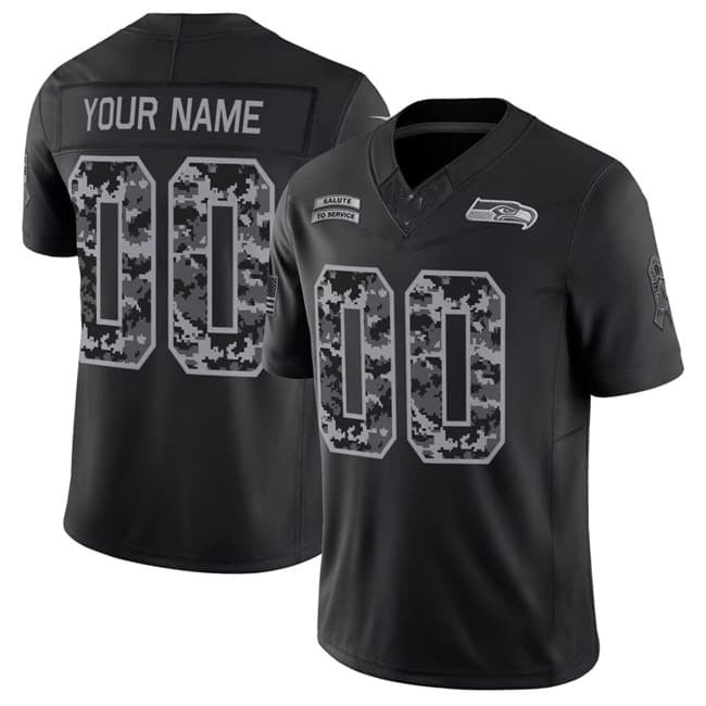 Custom S.Seahawks Active Player Black Crouser F.U.S.E. 2026 Salute to Service Limited Stitched Jersey