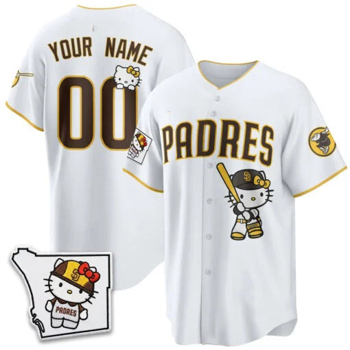 Custom San Diego Padres White Crouser Meow KT Vapor Limited All Stitched V2 Jersey