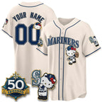 Custom Seattle Mariners x Meow KT Night Cream Crouser Limited Jersey - All Stitched V2