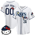 Custom Tampa Bay Rays White Crouser Meow KT Edition Vapor Limited Stitched Jersey