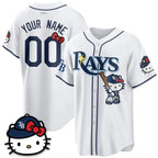 Custom Tampa Bay Rays White Crouser Meow KT Edition Vapor Limited Stitched Jersey