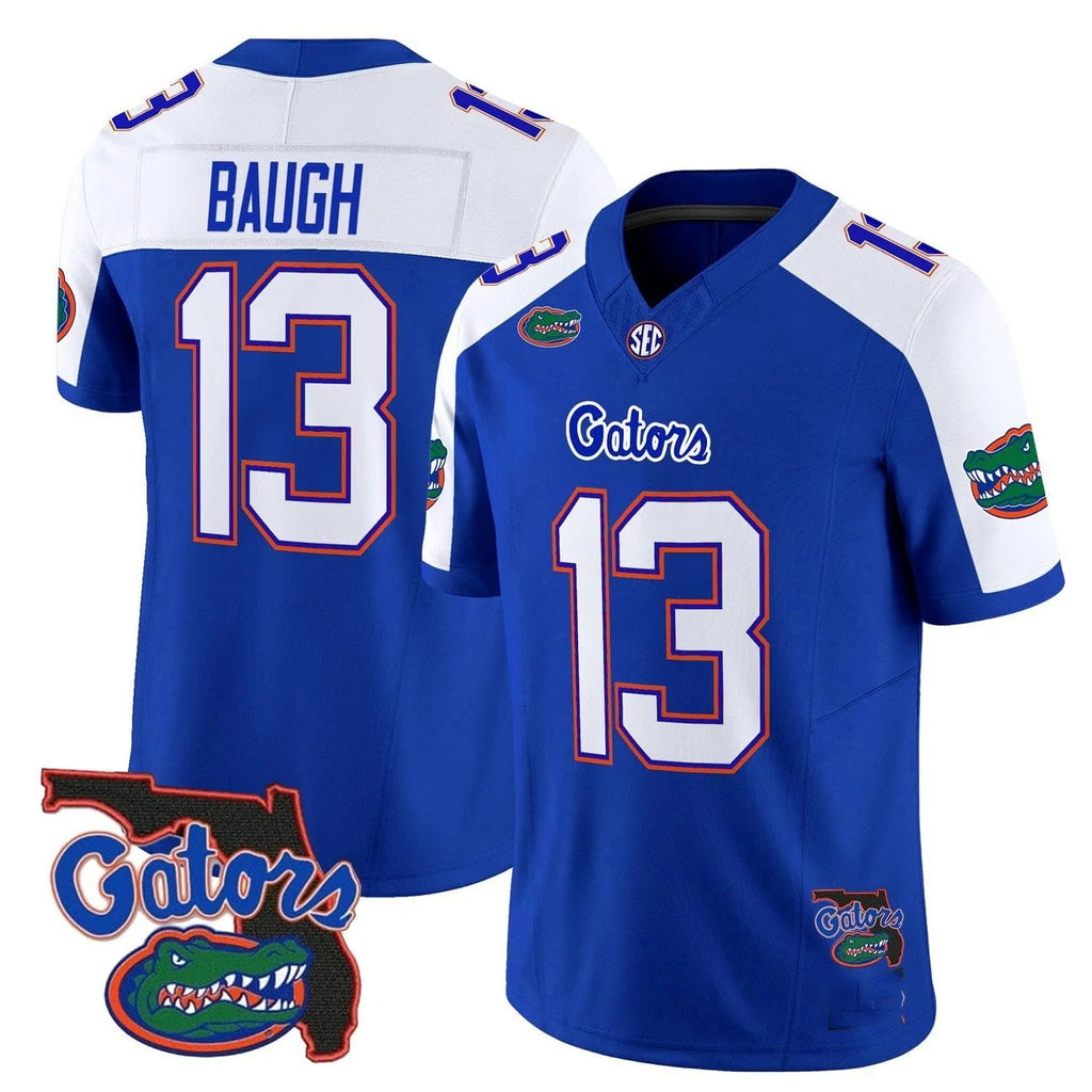 F.Gators #13 Jadan Baugh White Royal 2025 Florida Patch Vapor Limited Stitched American College Jersey