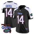 F.Gators #14 Jordan Castell White Black 2025 Florida Patch Vapor Limited Stitched American College Jersey