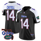 F.Gators #14 Jordan Castell White Black 2025 Florida Patch Vapor Limited Stitched American College Jersey