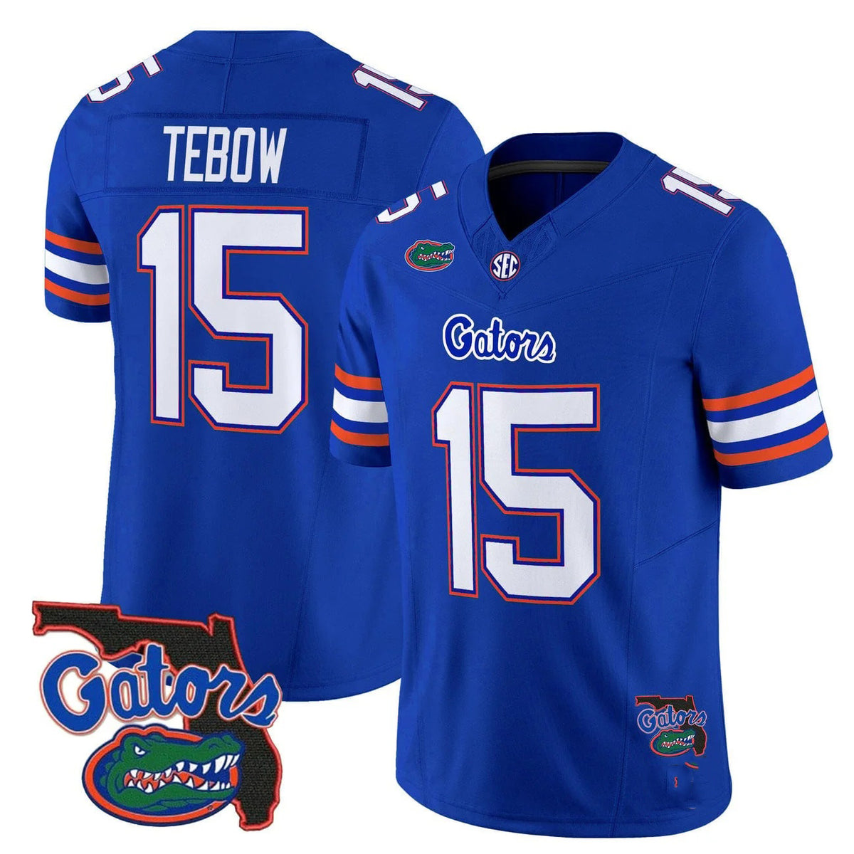 F.Gators #15 Tim Tebow Royal 2025 Florida Patch Vapor Limited Stitched American College Jersey