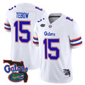 F.Gators #15 Tim Tebow White 2025 Florida Patch Vapor Limited Stitched American College Jersey