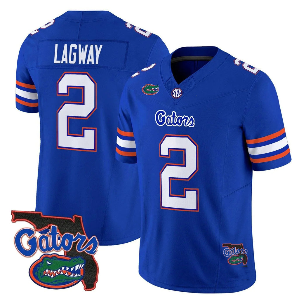F.Gators #2 DJ Lagway Royal 2025 Florida Patch Vapor Limited Stitched American College Jersey