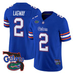 F.Gators #2 DJ Lagway Royal 2025 Florida Patch Vapor Limited Stitched American College Jersey