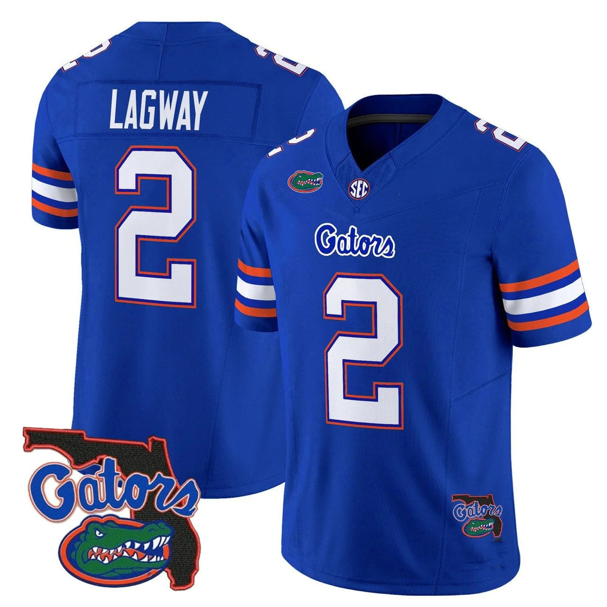 F.Gators #2 DJ Lagway Royal 2025 Florida Patch Vapor Limited Stitched American College Jersey