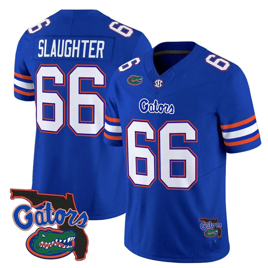 F.Gators #66 Jake Slaughter Royal 2025 Florida Patch Vapor Limited Stitched American College Jersey