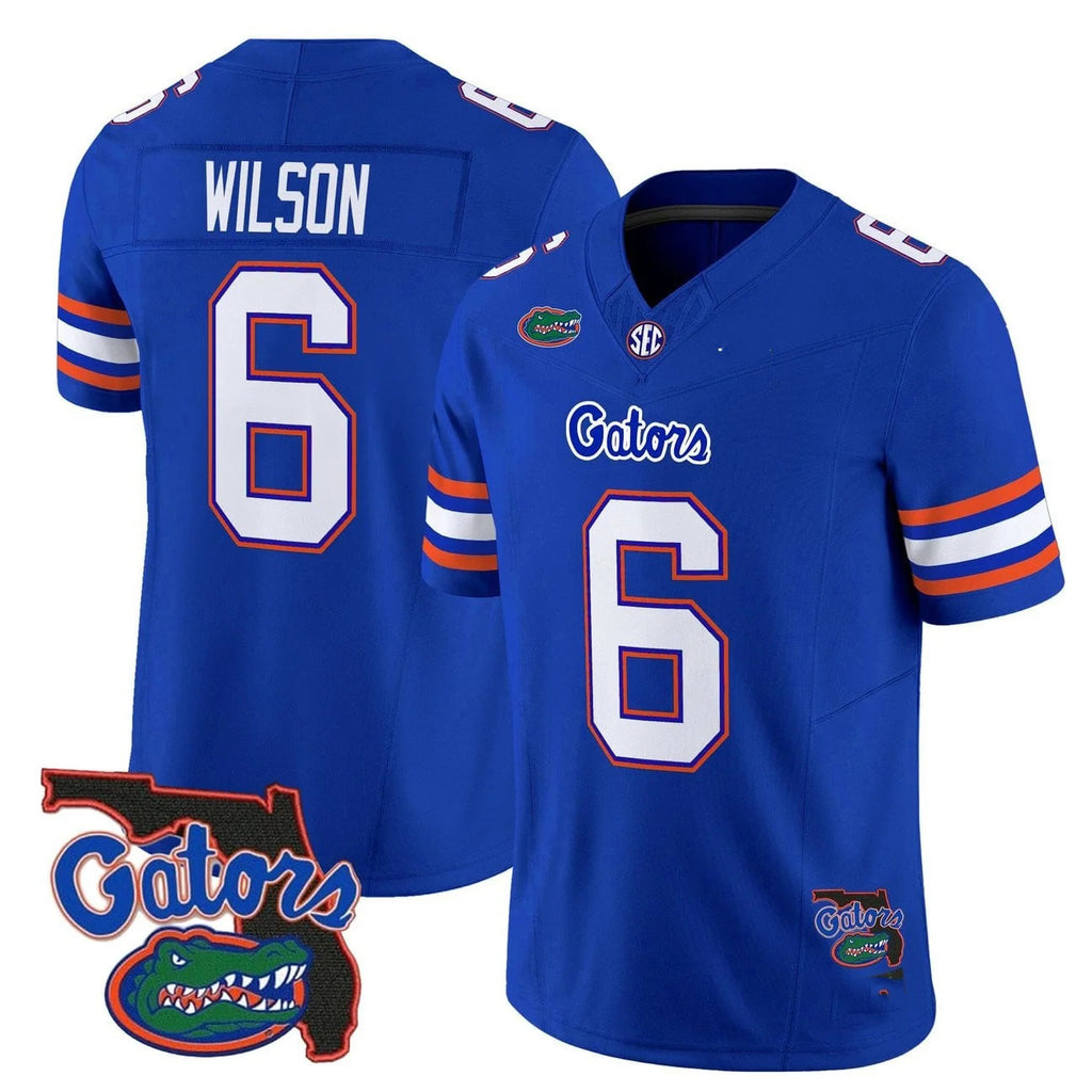 F.Gators #6 Dallas Wilson Royal 2025 Florida Patch Vapor Limited Stitched American College Jersey