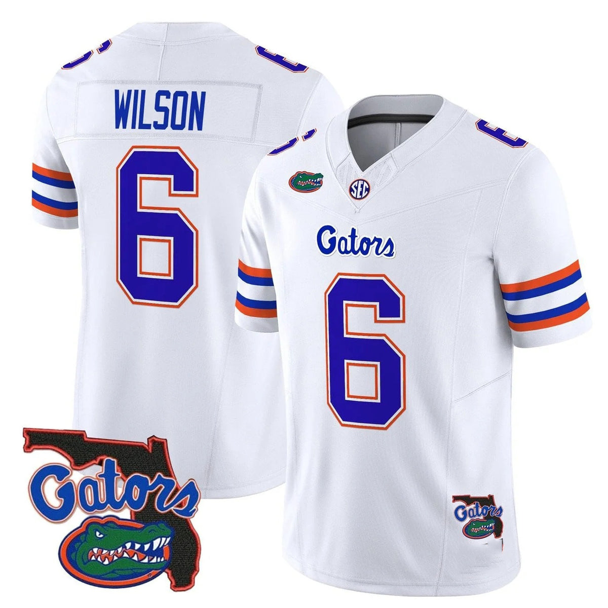 F.Gators #6 Dallas Wilson White 2025 Florida Patch Vapor Limited Stitched American College Jersey