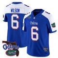 F.Gators #6 Dallas Wilson White Royal 2025 Florida Patch Vapor Limited Stitched American College Jersey