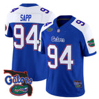 F.Gators #94 Tyreak Sapp White Royal 2025 Florida Patch Vapor Limited Stitched American College Jersey