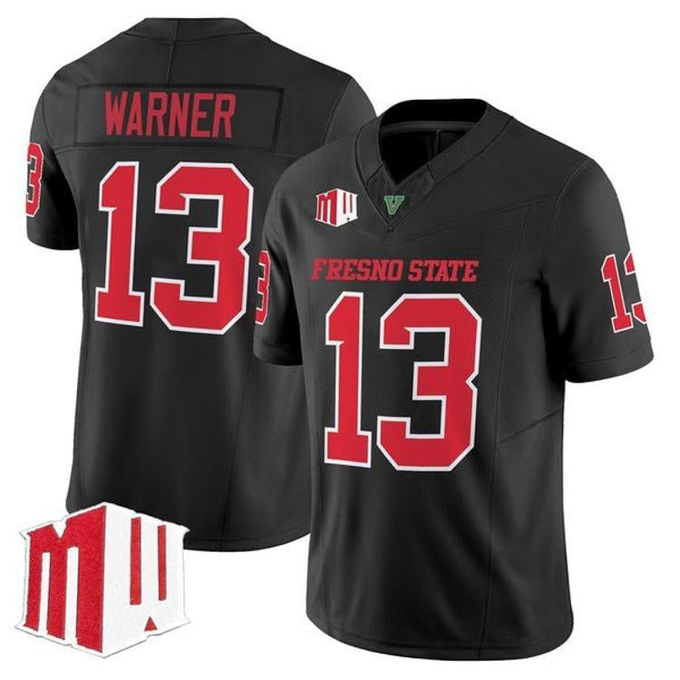F.State Bulldogs #13 E.J. Warner Balck 2026 Vapor Patch Limited Stitched American College Jersey