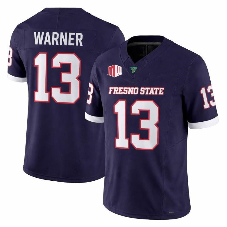 F.State Bulldogs #13 Ej Warner Navy 2026 Vapor Patch Limited Stitched American College Jersey