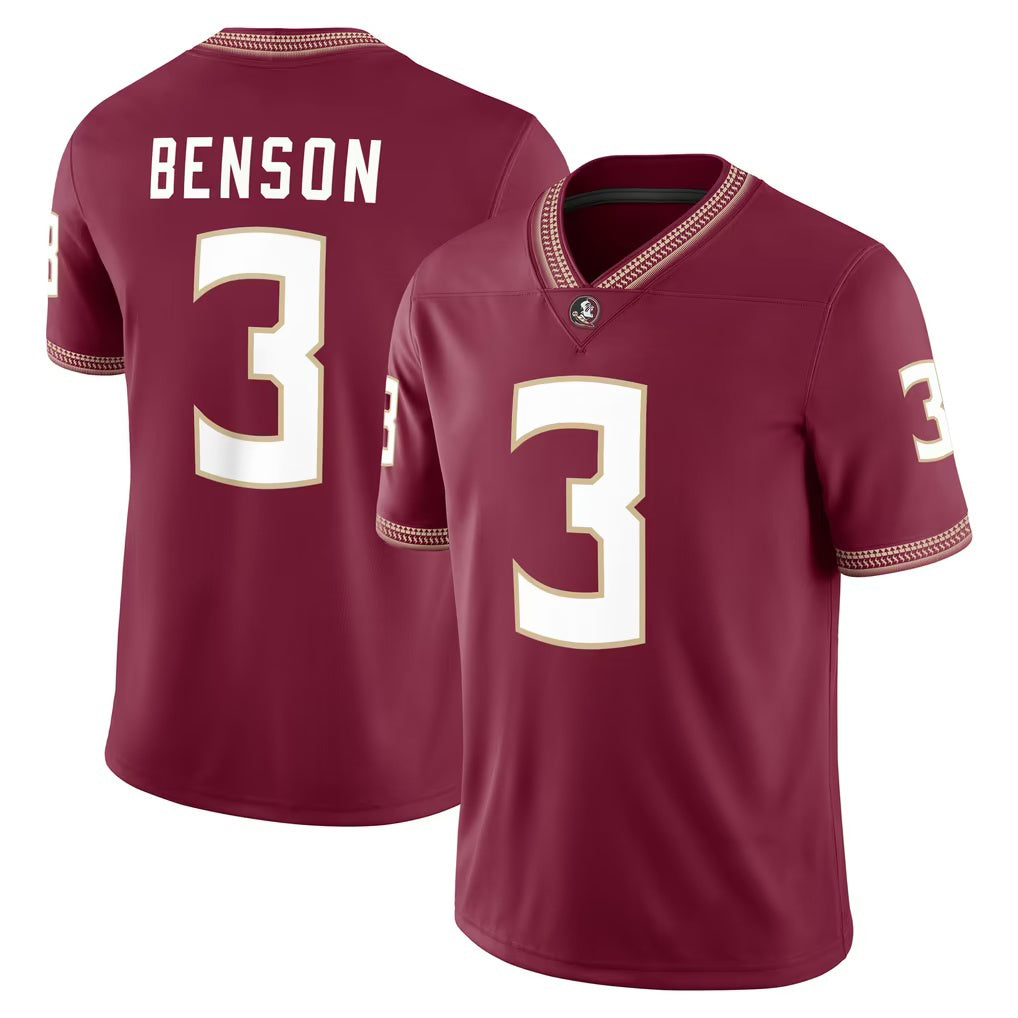 F.State Seminoles #3 Trey Benson Garnet Player Game Stitched American College Jersey