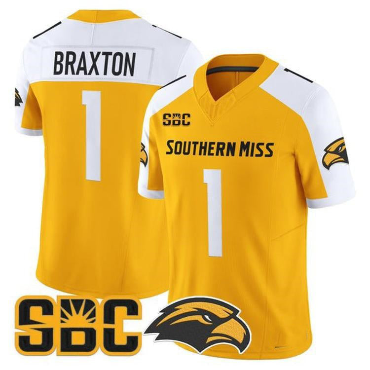 G.Eagles #1 Braylon Braxton White Gold Vapor Limited Stitched American College Jersey