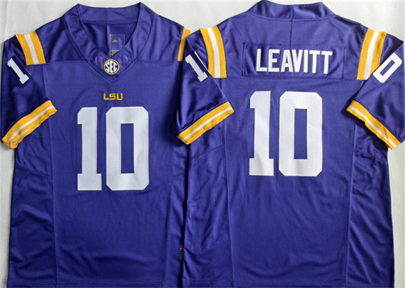 L.Tigers #10 Sam Leavitt Purple 2026 F.U.S.E. Stitched American College Jersey