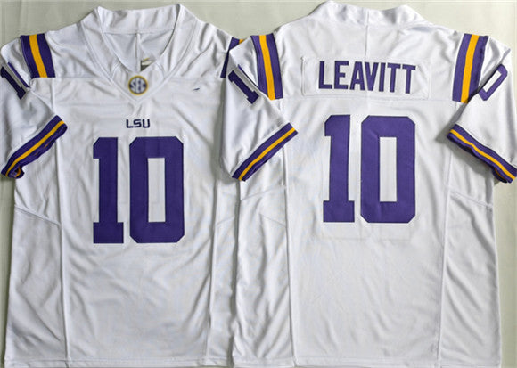 L.Tigers #10 Sam Leavitt White 2026 F.U.S.E. Stitched American College Jersey