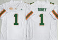 M.Hurricanes #1 Malachi Toney White F.U.S.E. Stitched American College Jersey
