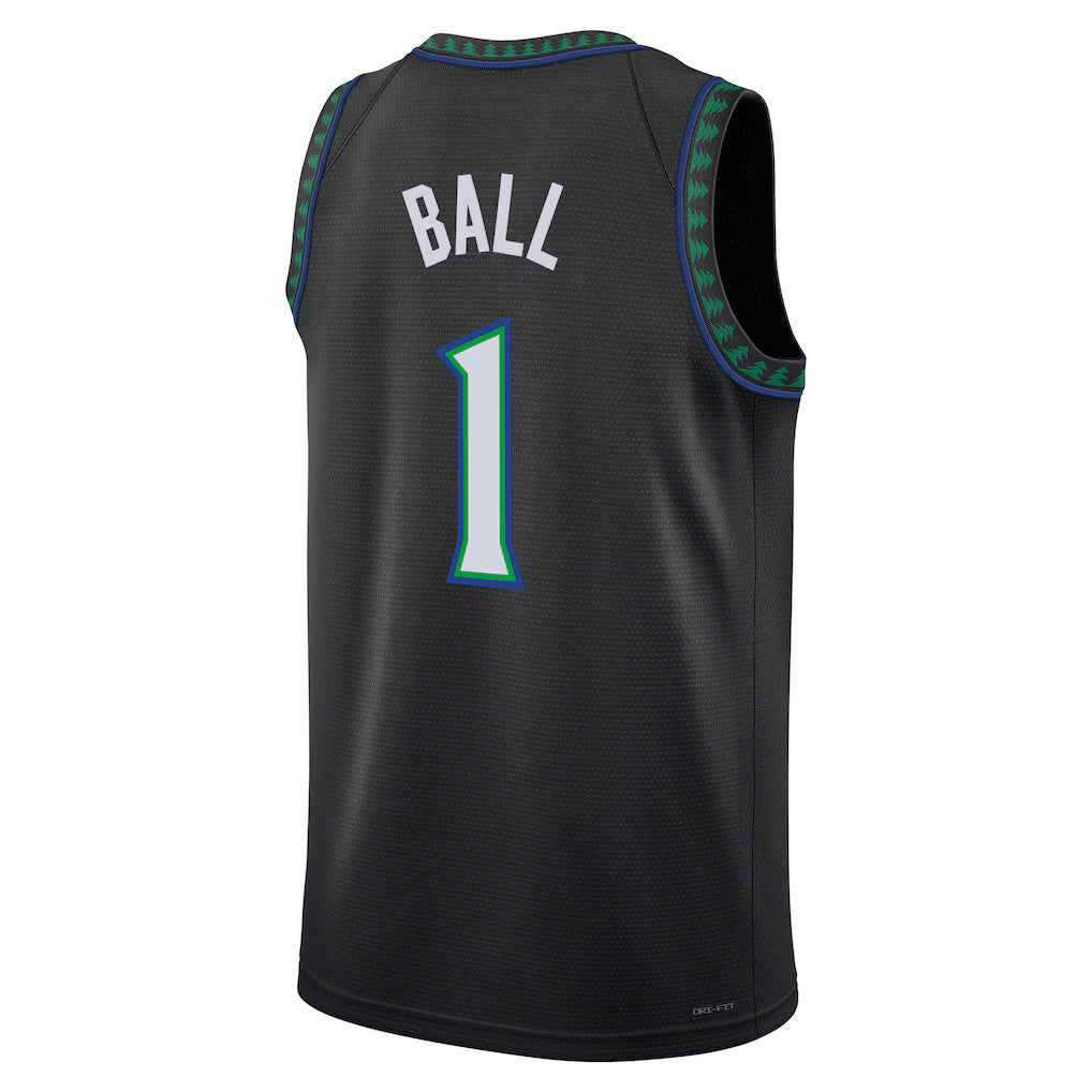 M.Timberwolves #1 LaMelo Ball Black Statement Edition Swingman Basketball Jersey