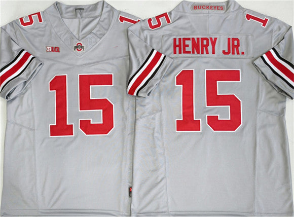 O.State Buckeyes #15 Chris Henry Jr Gray 2025 F.U.S.E. Limited Stitched American College Jersey