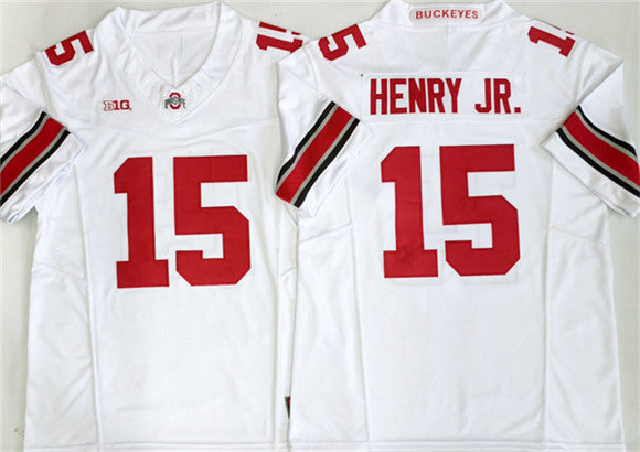 O.State Buckeyes #15 Chris Henry Jr White 2025 F.U.S.E. Limited Stitched American College Jersey