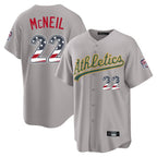 Oakland Athletics #22 Jeff McNeil Player Gray USA 250 Fourth of July Home Game Stitched Baseball Jersey