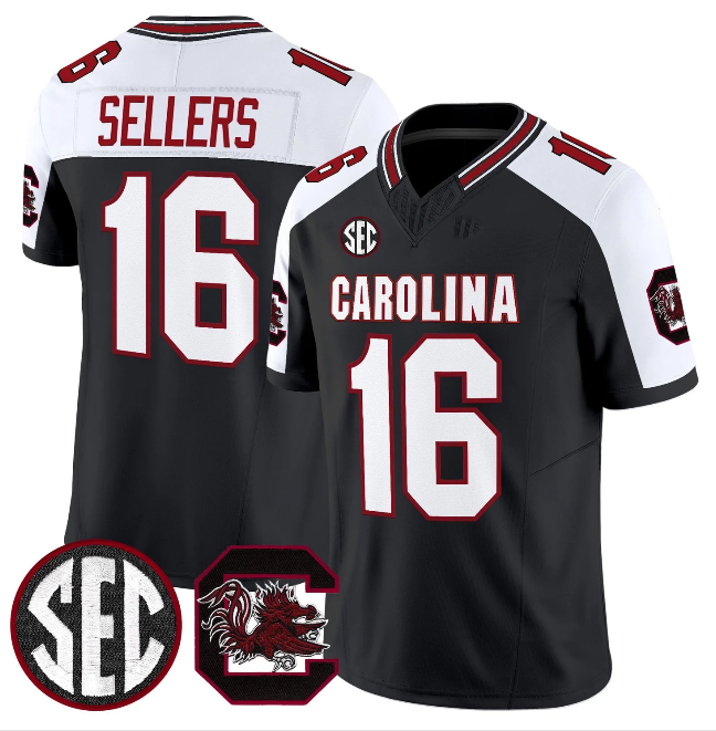 S.Carolina Fighting Gamecocks #16 LaNorris Sellers Black White 2026 F.U.S.E. Stitched American College Jersey