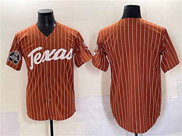 T.Longhorns Blank Orange Pinstripe 2025 World Series Stitched American College Jersey