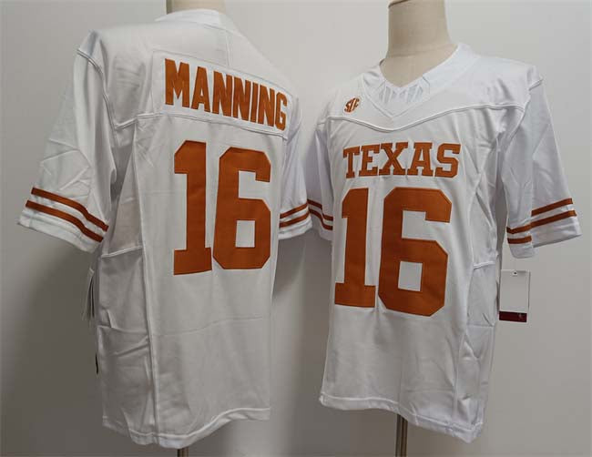 T.Longhorns #16 Peyton Manning White F.U.S.E Stitched American College Jersey