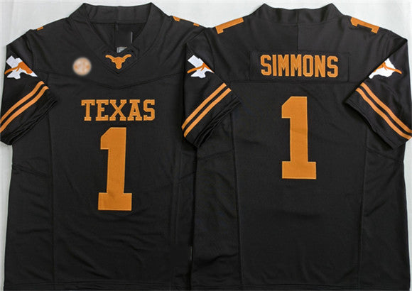 T.Longhorns #1 Colin Simmons Black 2026 F.U.S.E. Stitched American College Jersey