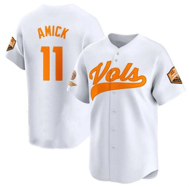 T.Volunteers #11 Billy Amick White 2024 Champions Vapor Limited Stitched American College Jersey