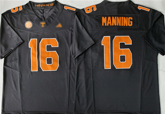 T.Volunteers #16 Peyton Manning Black 2026 F.U.S.E. Stitched American College Jersey