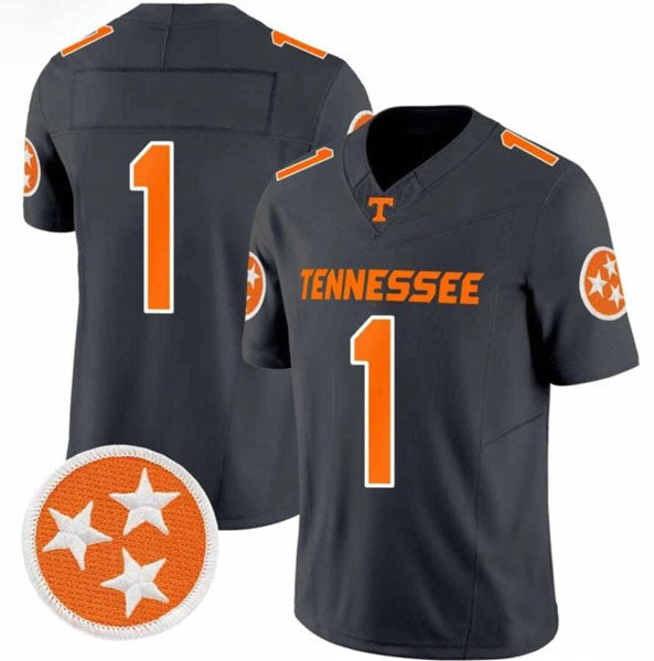 T.Volunteers #1 Charcoal F.U.S.E. Stitched American College Jersey