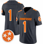 T.Volunteers #1 Charcoal F.U.S.E. Stitched American College Jersey