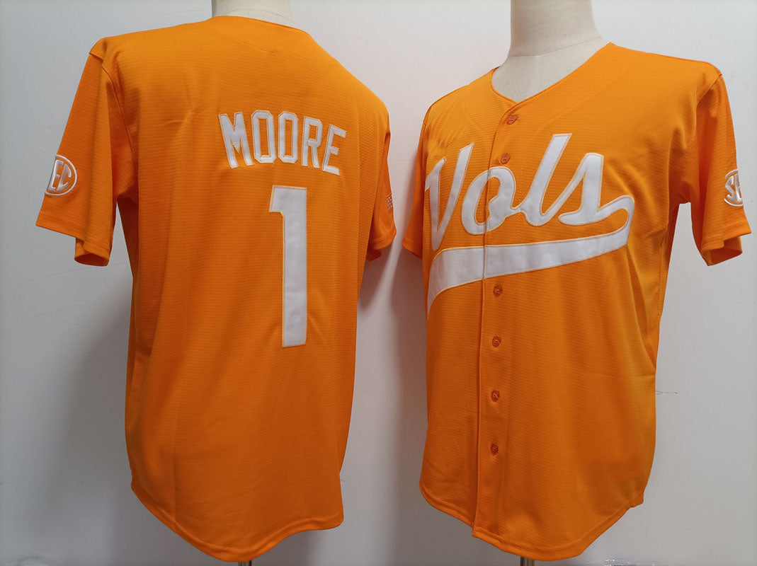 T.Volunteers #1 Christian Moore Orange Stitched American College Jersey