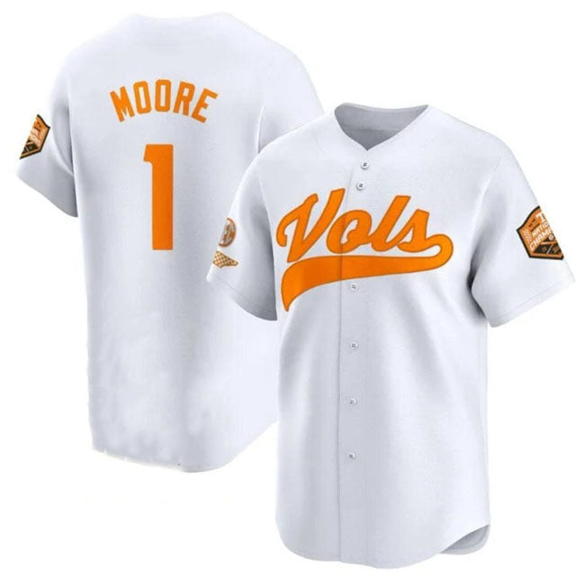 T.Volunteers #1 Christian Moore White 2024 Champions Vapor Limited Stitched American College Jersey